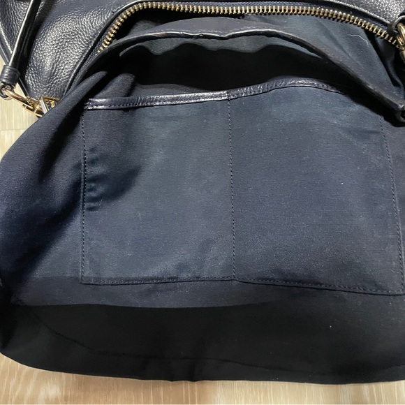 Navy blue pebbled leather blue hobo shoulder bag - Picture 7 of 11